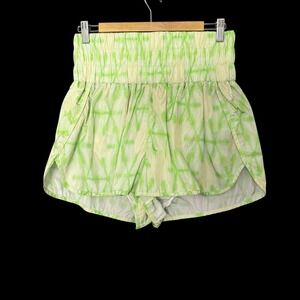 Free People Movement Shorts The Way Home Size XL Green Tie‎ Dye High Rise Neon